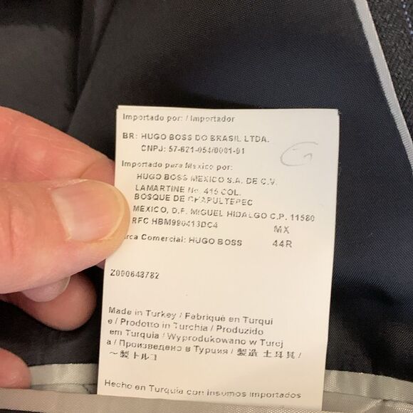 Boss Hugo Boss Gray Pinstripe Wool Super 130 Suit Sport Coat Size 44R - Picture 15 of 16